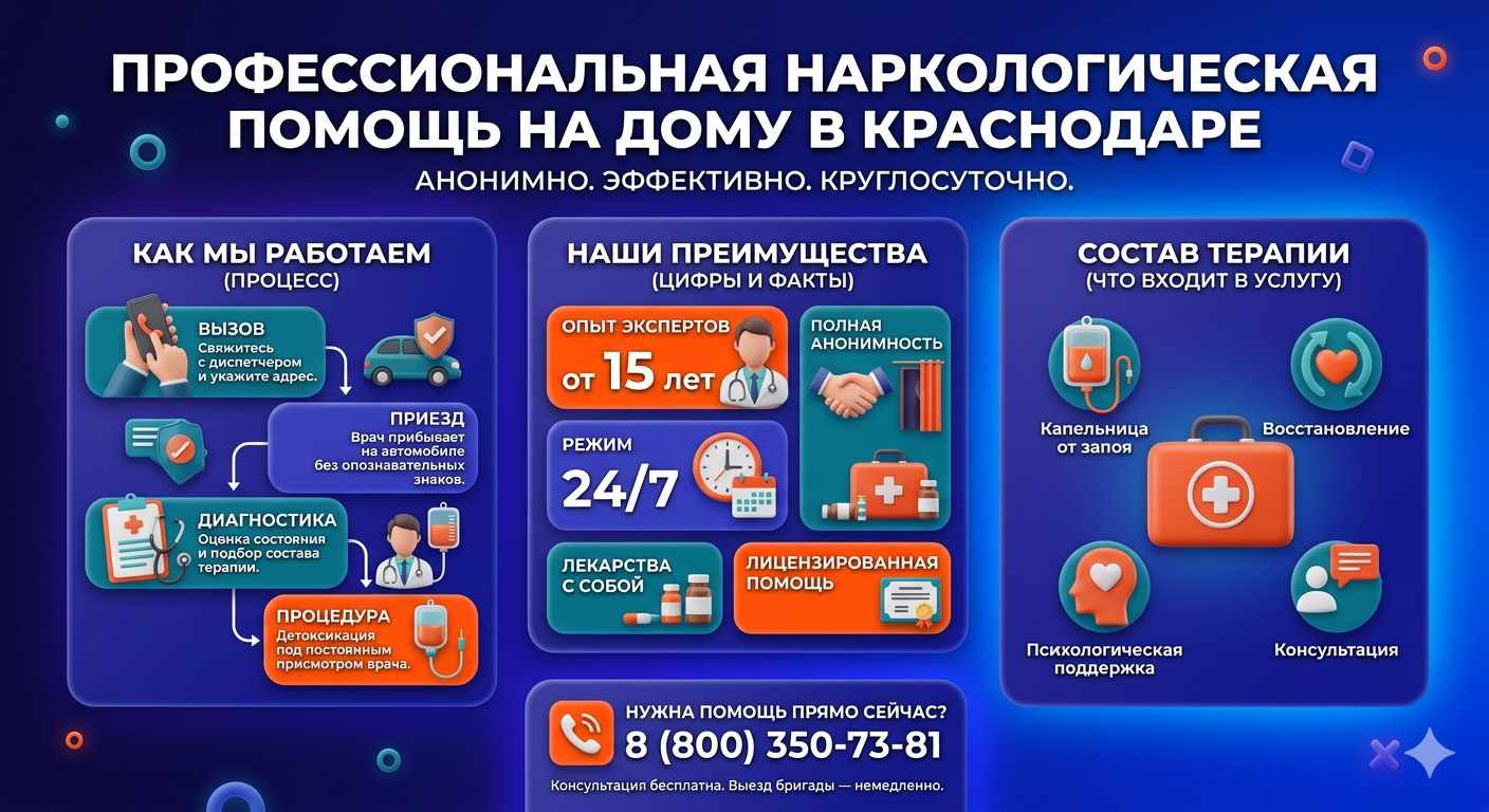Инфографика о принципах лечения алкоголизма на дому в Дигоре: этапы вызова нарколога, преимущества анонимной детоксикации и состав медицинской помощи.